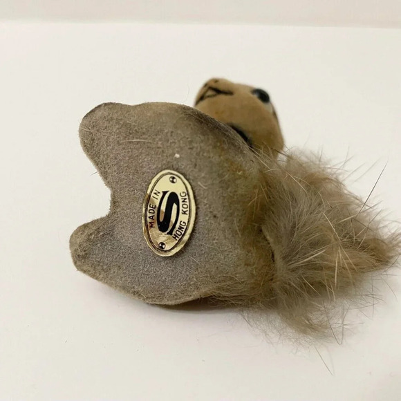 Vtg Small Flocked Squirrel Nodder Fury Tail Bobble Head 3 Inch Tall Hong Kong - Picture 8 of 13